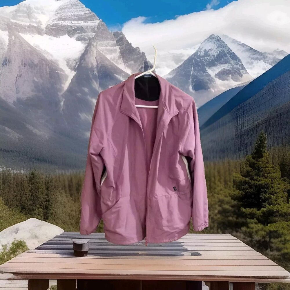 -Reebok womans jacket 2XL pink full zip activewear long sleeve logo outterware